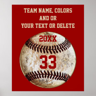 Personalized Baseball Posters, Your Text, Colours Poster
