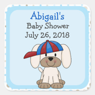 Personalized Baseball Puppy Baby Shower Stickers