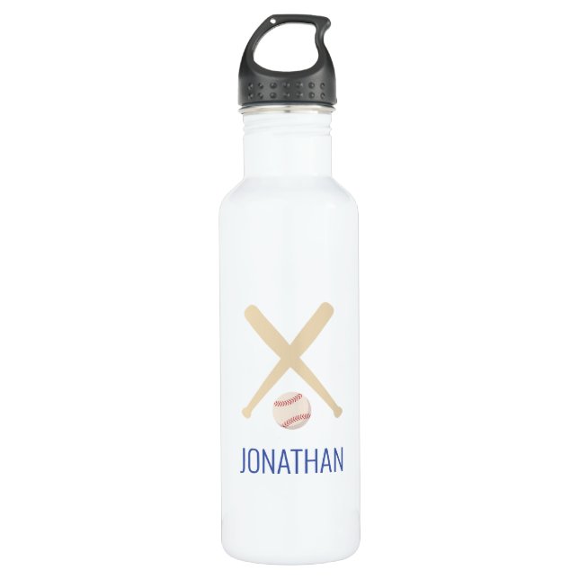 personalized baseball red white blue 710 ml water bottle (Front)