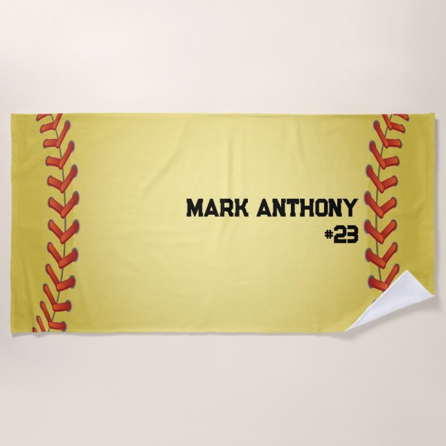 Personalized Baseball / Softball2 Beach Towel (Front)