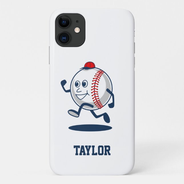 Personalized Baseball Softball Cute Cartoon Name C Case-Mate iPhone Case (Back)