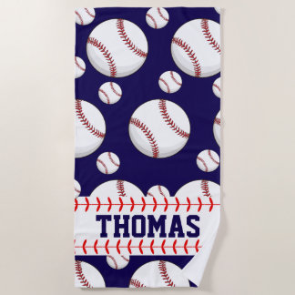 Personalized Baseball Sports Summer Beach Towel