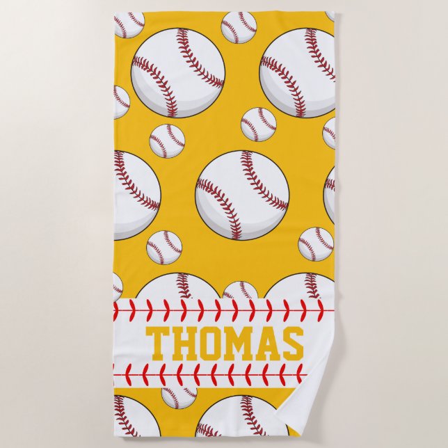 Personalized Baseball Sports Summer Beach Towel (Front)