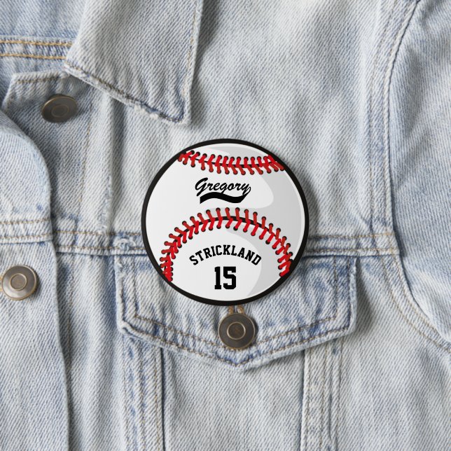 Personalized Baseball Sports Tribute Button (In Situ)