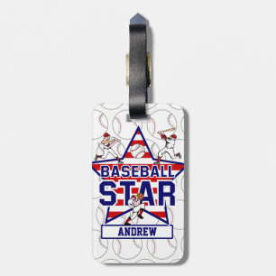 Personalized Baseball Star and stripes Luggage Tag