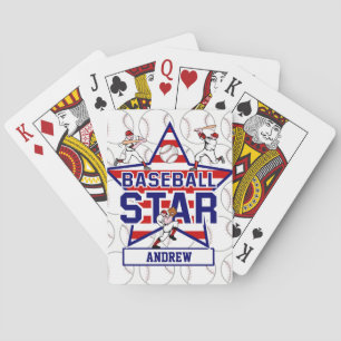 Personalized Baseball Star and stripes Playing Cards