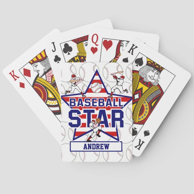 Personalized Baseball Star and stripes Playing Cards (Back)