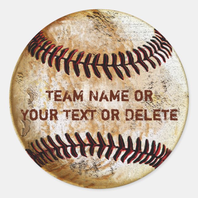 Personalized Baseball Stickers with YOUR TEXT (Front)