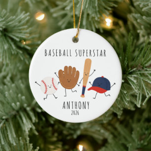 Personalized Baseball Superstar Kids Ornament