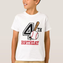Personalized baseball t-shirt 4th birthday