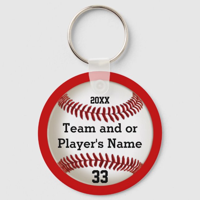 Personalized Baseball Team Gifts YOUR COLORS, TEXT Keychain (Front)