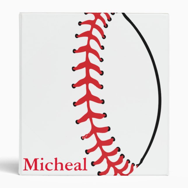 Personalized Baseball Texture 3 Ring Binder (Front)