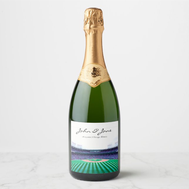Personalized Baseball Theme Sparkling Wine Label (Front)