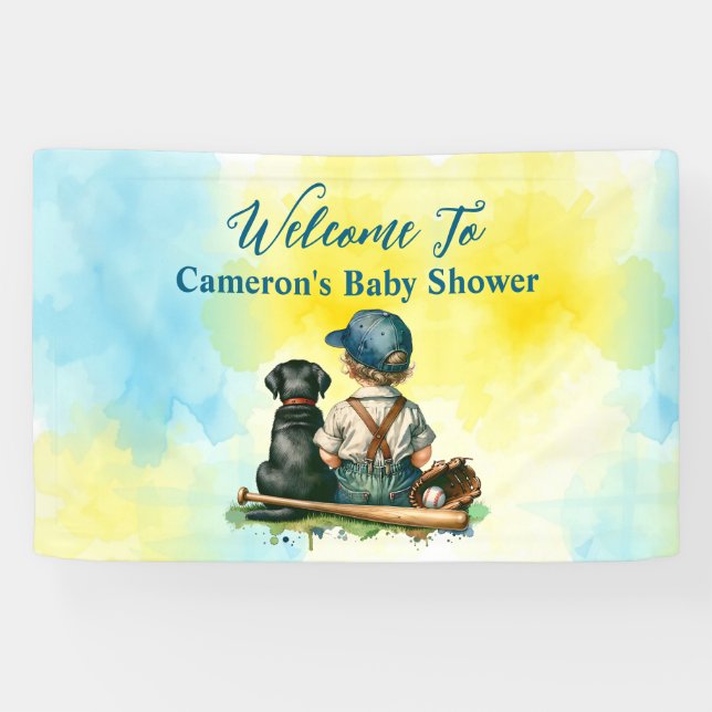 Personalized Baseball Themed Baby Shower Banner (Horizontal)