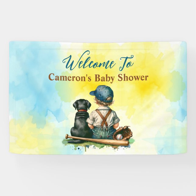 Personalized Baseball Themed Baby Shower Banner (Horizontal)