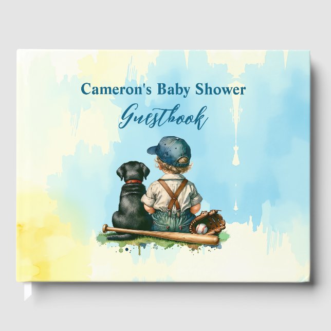 Personalized Baseball Themed Baby Shower Guest Book (Front)