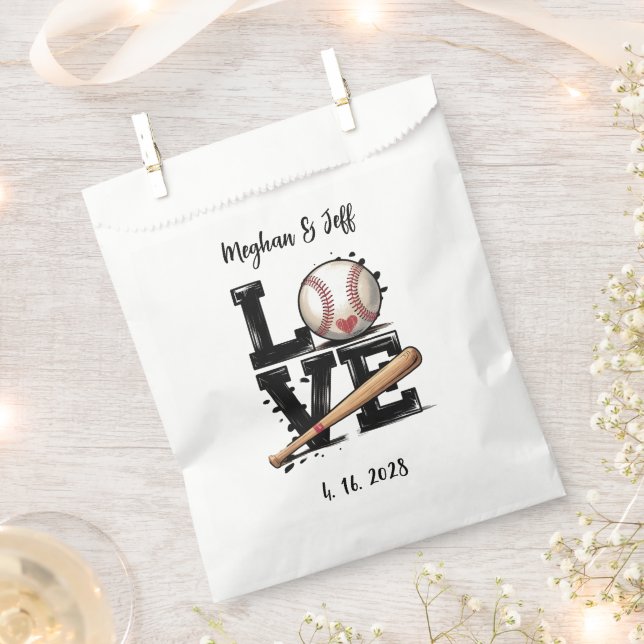 Personalized Baseball Themed Wedding Favour Bag (Clipped)
