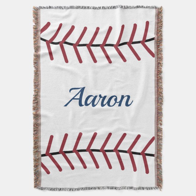 Personalized Baseball Throw Blanket (Front Vertical)