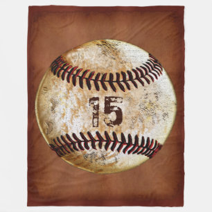 Personalized Baseball Throw Blanket, Your Number Fleece Blanket