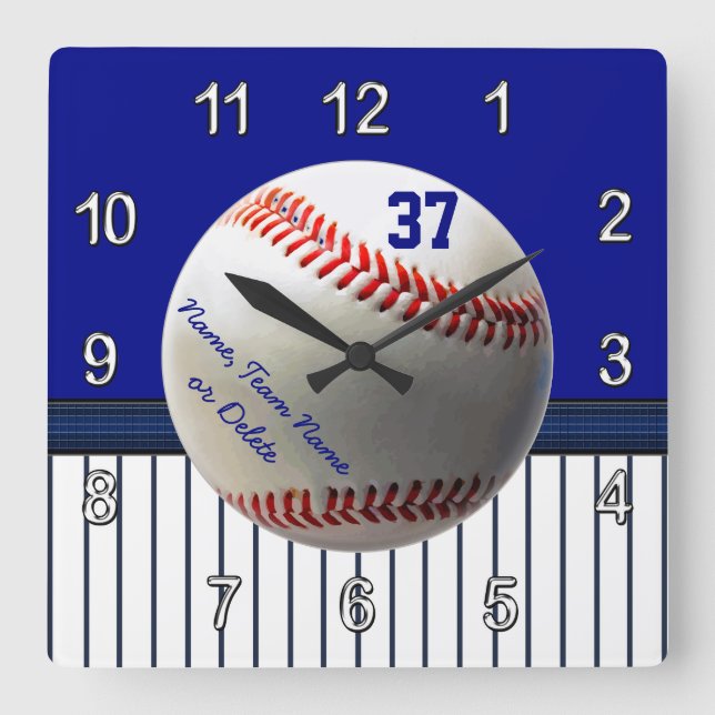 Personalized Baseball Wall Clocks Your TEXT, COLOR (Front)