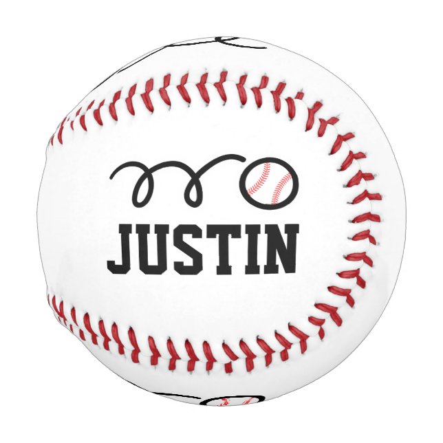 Personalized baseball with cute cartoon ball logo (Front Right)