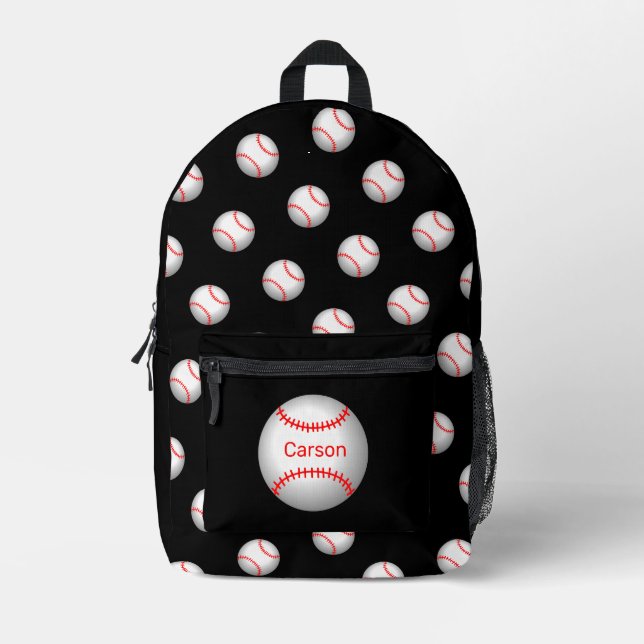 Personalized Baseball with Red Stitches  Printed Backpack (Front)