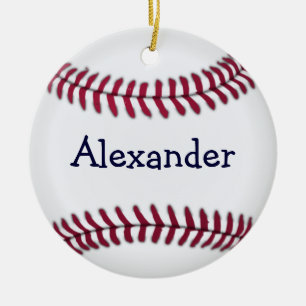 Personalized Baseball with Red Stitching Ceramic Ornament
