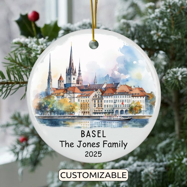 Personalized Basel Ornament, Switzerland Ceramic Ornament (Creator Uploaded)
