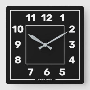 Personalized Basic Black Square Wall Clock