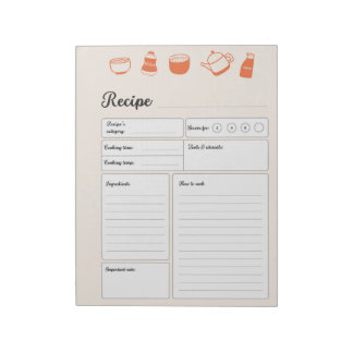 Personalized Basic Recipe Pages Notepad