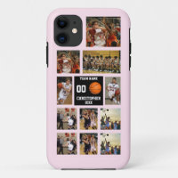 Personalized Basketball 11 Photo Collage Pink
