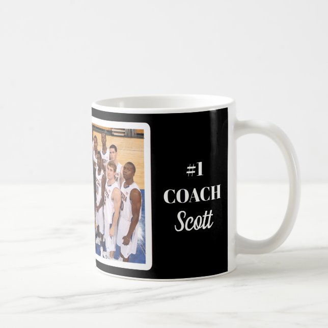 Personalized Basketball #1 Coach Team Photo Coffee Mug (Right)