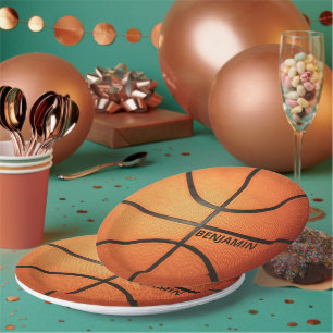 Personalized Basketball 9" Round Paper Plates