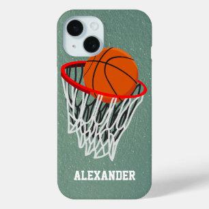 Personalized Basketball and Hoop iPhone 15 Case