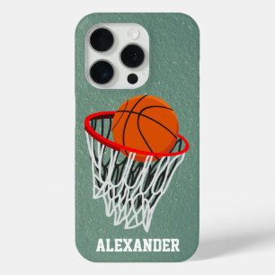Personalized Basketball and Hoop iPhone 15 Pro Case