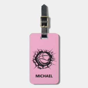 Personalized Basketball Ball Breaking the Wall  Luggage Tag