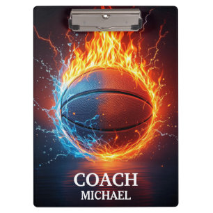 Personalized Basketball Ball on Fire and Water     Clipboard