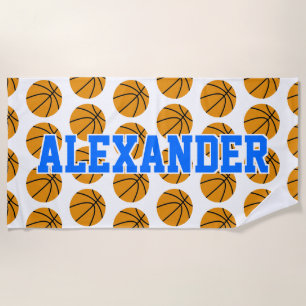 Personalized Basketball Ball Pattern Kids Beach Towel