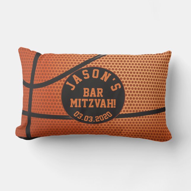 Personalized Basketball Bar Mitzvah Lumbar Pillow (Front)