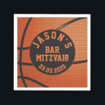 Personalized Basketball Bar Mitzvah Napkin<br><div class="desc">Personalized orange and black basketball Bar Mitzvah paper napkins. Personalized with your son's name and Bar Mitzvah date.</div>