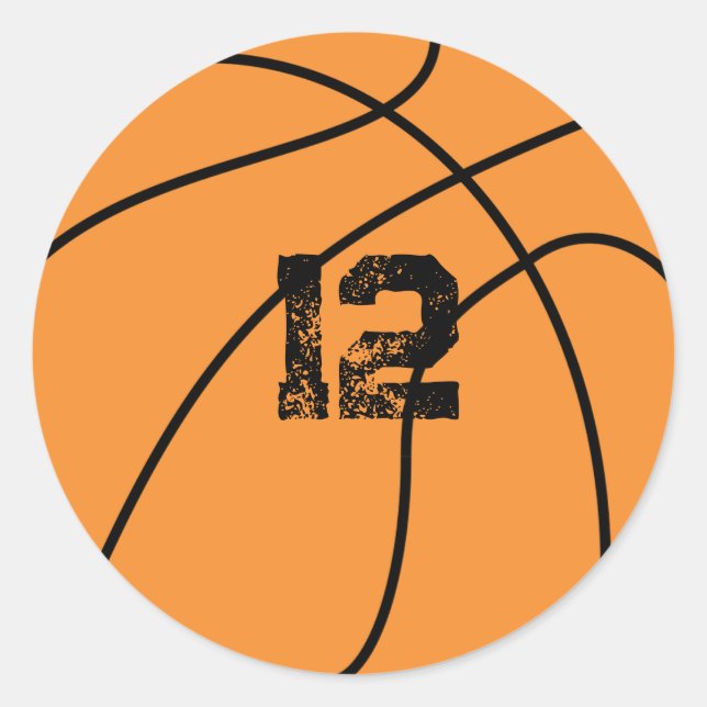 Personalized Basketball Birthday Age Classic Round Sticker (Front)