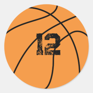 Personalized Basketball Birthday Age Classic Round Sticker