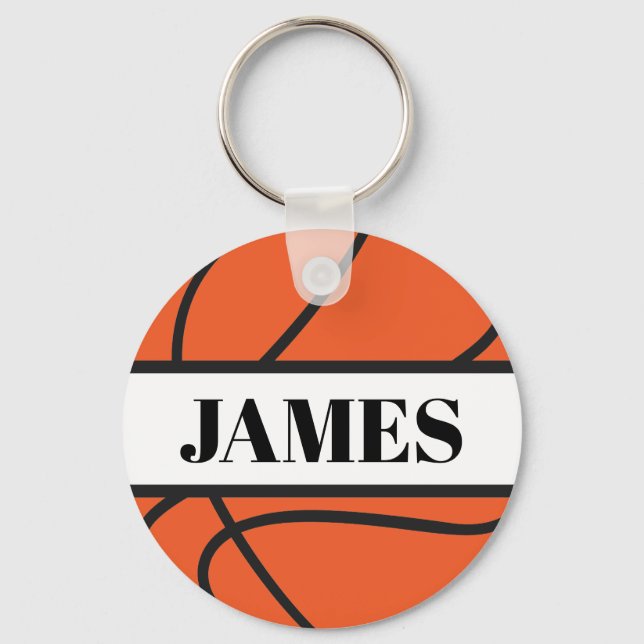 Personalized Basketball  Button Keychain (Front)