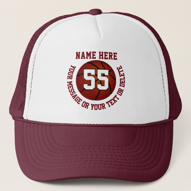 Personalized Basketball Cap Burgundy or Your (Front)