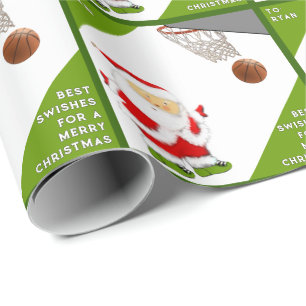 Personalized Basketball Christmas Holiday Gift Wrapping Paper