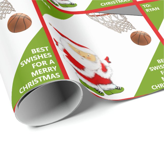 Personalized Basketball Christmas Holiday Gift Wrapping Paper (Roll Corner)