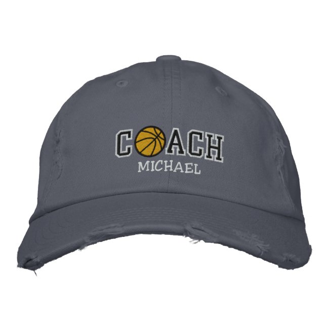 Personalized Basketball Coach Embroidered Hat (Front)