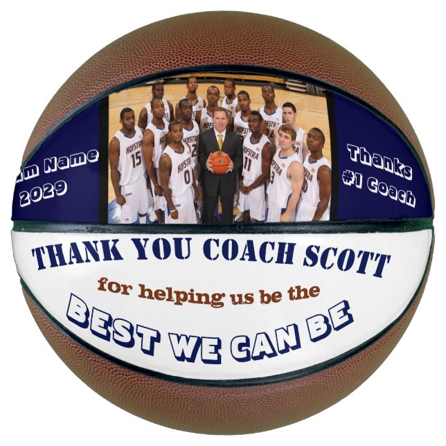 Personalized Basketball Coach Team Photo Thank You (Front)