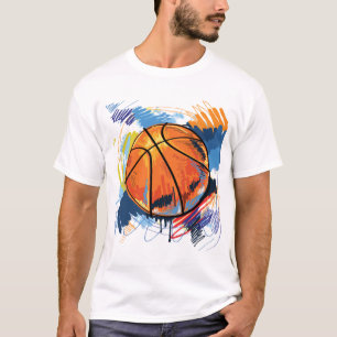 Personalized Basketball Doodle Illustration T-shir T-Shirt