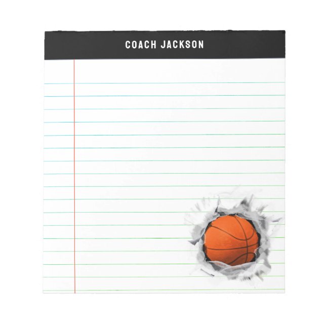 Personalized Basketball Gift Ideas Notepad (Front)